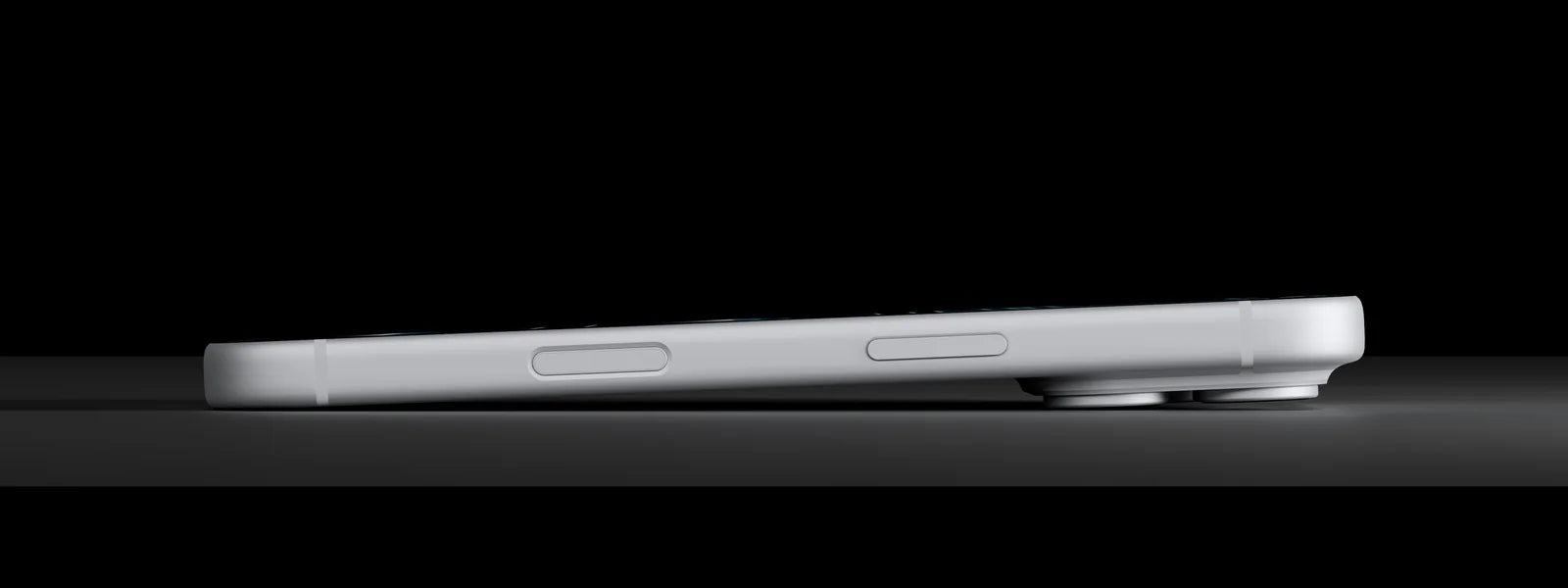 Bare iPhone 17 Pro lying on its back: the camera plateau touches the table and tilts the phone